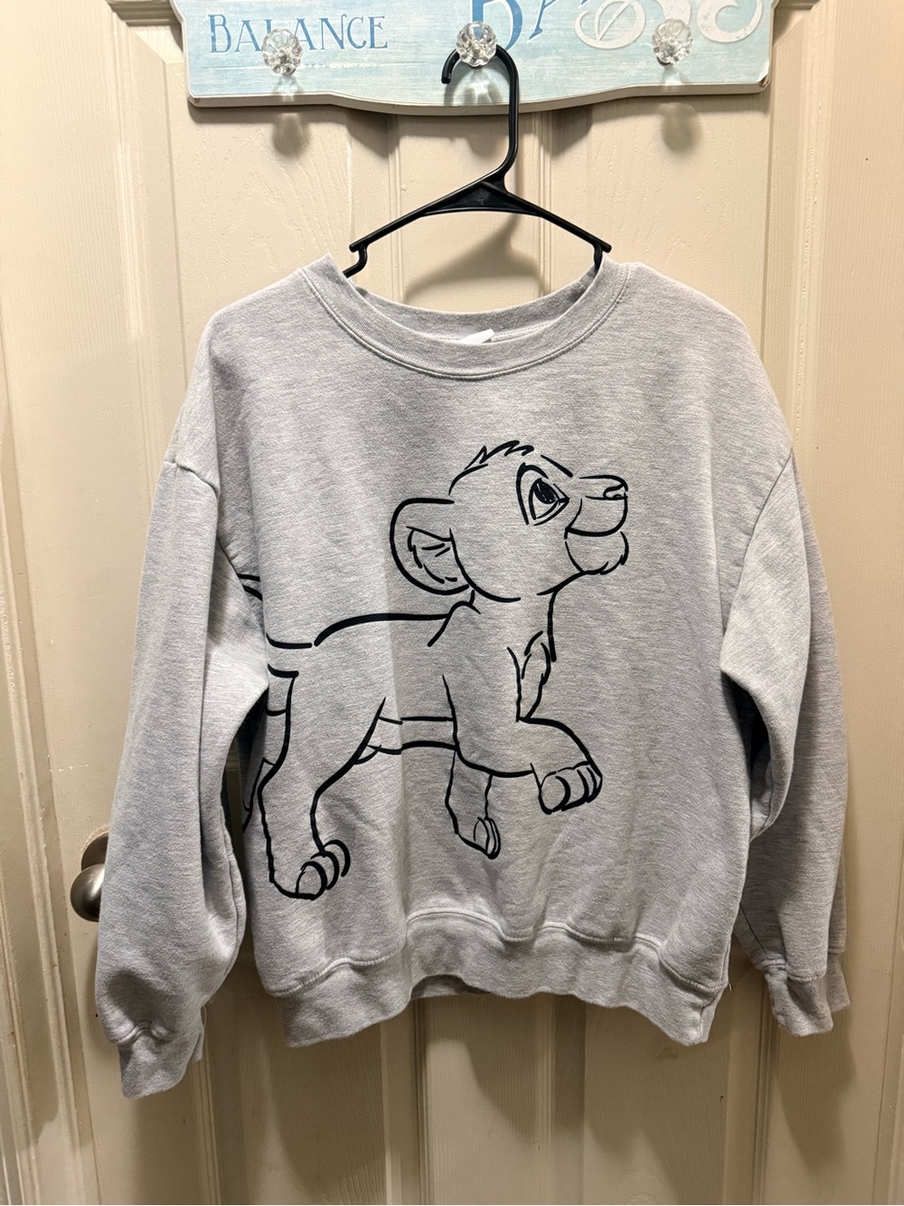 Disney Gray Crewneck Sweatshirt with Black Simba Outline